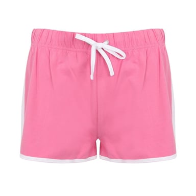 SF Women Womens/Ladies Retro Shorts (Bright Pink/White)