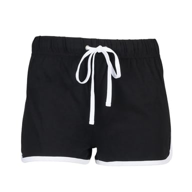 SF Women Womens/Ladies Retro Shorts (Black/White)