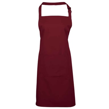 Premier Unisex Adult Colours Collection Pocket Bib Apron (Burgundy)