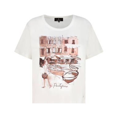 Monari t-shirt with city print 410553 105 cream