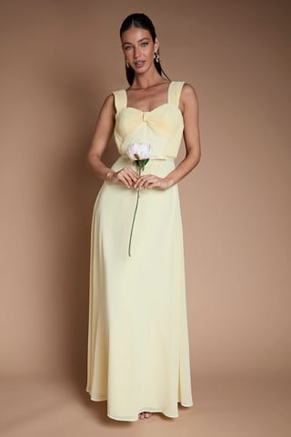 Pleated Chiffon Tie Sleeve Bridesmaid Maxi Dress