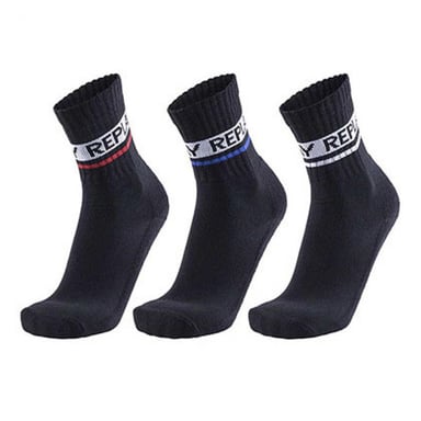 Replay Unisex Adult Logo Tennis Socks (Pack of 3) (Black)