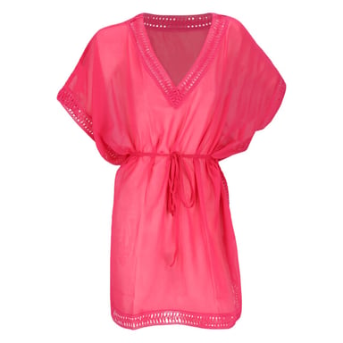 Sarlini Dames tuniek strandjurk polyester chiffon effen fuchsia fel