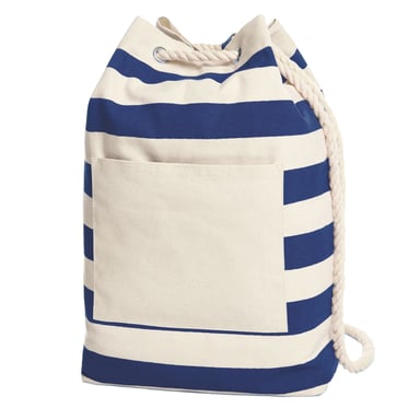 Halfar Contrast Striped Beach Drawstring Bag (Navy)