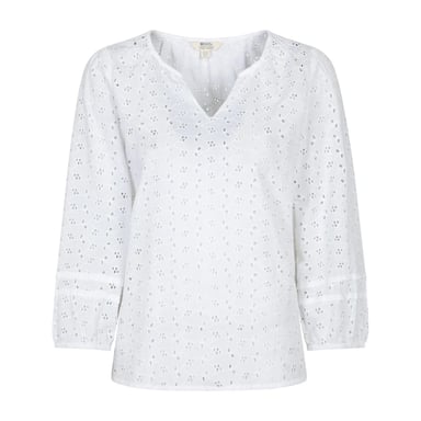 Mountain Warehouse Womens/Ladies Broderie Lightweight 3/4 Sleeve Casual Shirt (White)