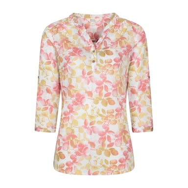 Mountain Warehouse Womens/Ladies Petra Leaf Print 3/4 Sleeve Blouse (Coral)