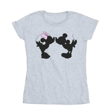 Disney Womens/Ladies Mickey Minnie Kiss Silhouette Cotton T-Shirt (Sports Grey)