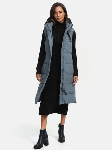 Marikoo long padded vest with hood & magnets – model Narikaa