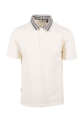 AQUASCUTUM CLUB CHECK COLLAR POLO OLD WHITE