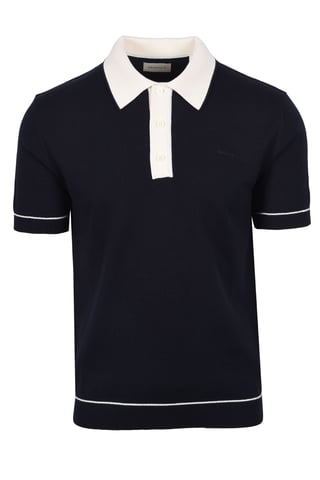 GANT COTTON MODAL KNITTED POLO EVENING BLUE