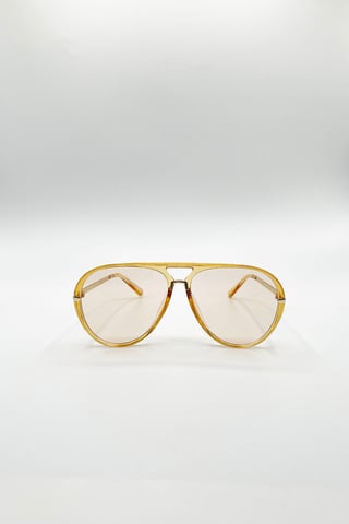 Bold Aviator Metal Arm Sunglasses In Champagne In Champagne