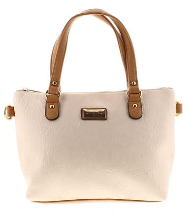 Womens Small Tote Bag Dual Handles Lavish Zip Fastening beige