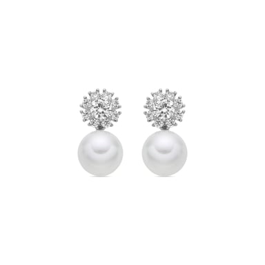 Luxenter Silver-finished earrings with white pearls - Zioka