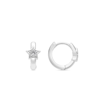 Luxenter 10mm diameter earrings with silver finish and brilliant-cut cubic zirconia - Ktyu
