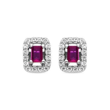 Luxenter 925 Sterling Silver and Ruby Zirconia Earrings with Rhodium Finish - Sesh