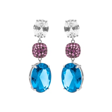 Luxenter 925 Sterling Silver and Multicoloured Zirconia Earrings with Rhodium Finish - Filia