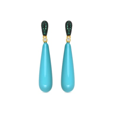 Luxenter 925 Sterling Silver and Emerald Zirconia Earrings with 18k yellow gold finish - Wingi