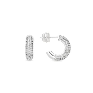 Luxenter Fáinní cluaise 17mm trastomhas le bailchríoch airgid agus zirconia chiúbach ghearrtha lonraich - Niras