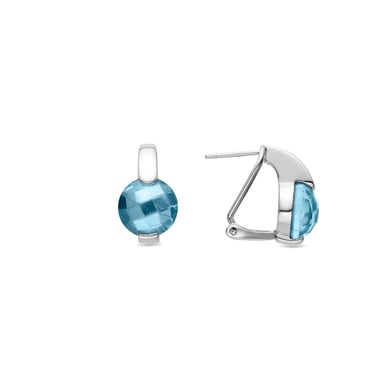 Luxenter 925 Sterling Silver and Aquamarine Zirconia Earrings with Rhodium Plating - Laram