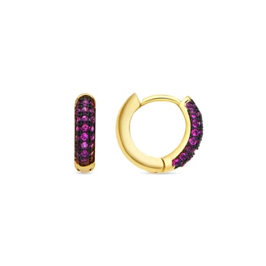 Luxenter 9mm diameter earrings with 18k yellow gold finish and ruby zirconia - Krax