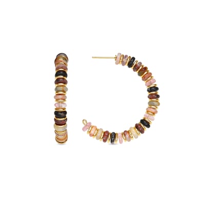Luxenter 925 Sterling Silver and Multicoloured Agate Earrings with 18k Yellow Gold Finish - Umex