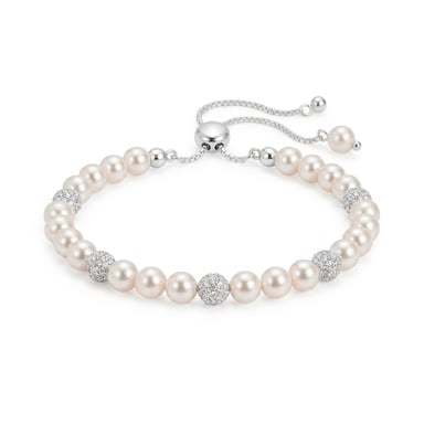 Luxenter White Pearl Bracelet with Silver Finish - Zurgrak