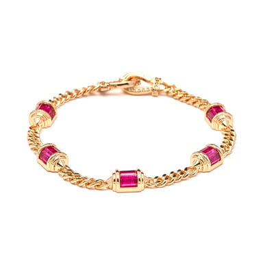 Luxenter Ruby Zirconia bracelet with 18k yellow gold finish - Kansha