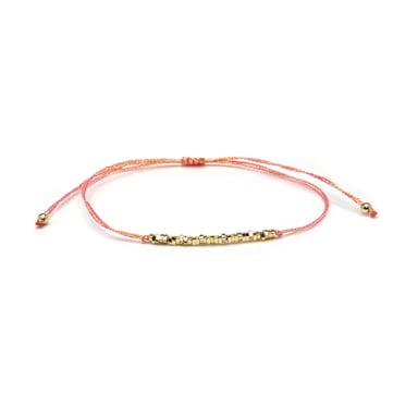 Luxenter 18k yellow gold-plated orange cotton bracelet - Limley