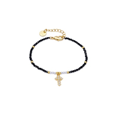 Luxenter Black Crystal Bracelet with 18k Yellow Gold Finish - Nyali