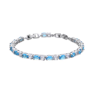 Luxenter Silver-finished bracelet with aquamarine zirconia - Libsi