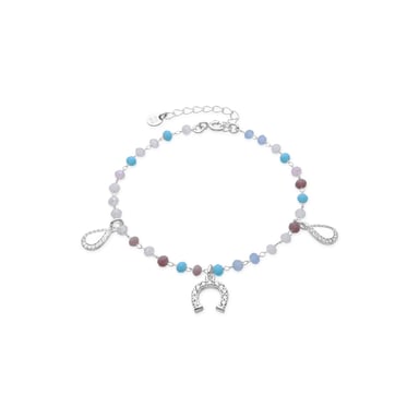 Luxenter 925 Sterling Silver and Aquamarine Zirconia Bracelet with Rhodium Finish - Neusne