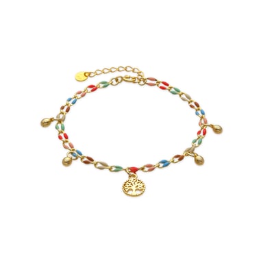 Luxenter 925 Sterling Silver and Multicoloured Lacquer Bracelet with 18k yellow gold finish - Ximue