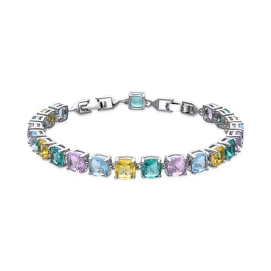 Luxenter Silver-Finish Bracelet with Multicoloured Zirconia - Dow