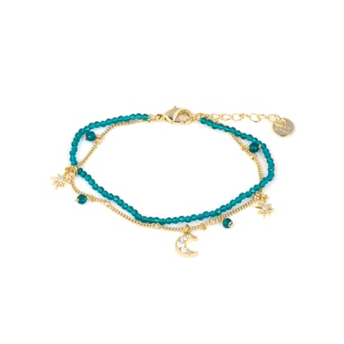 Luxenter Green Crystal Bracelet with 18k Yellow Gold Finish - Ayora