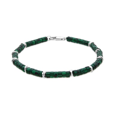 Luxenter Silver-Finish Bracelet with Malachite - Silbi