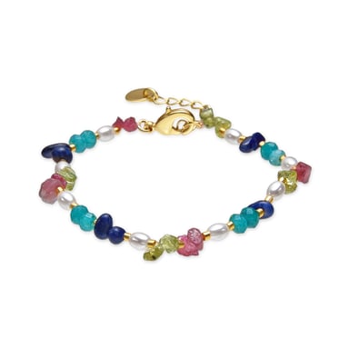 Luxenter 18k yellow gold finish bracelet with multicoloured natural stones - Onisu