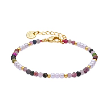 Luxenter Multicoloured Tourmaline Bracelet with 18k Yellow Gold Finish - Sury