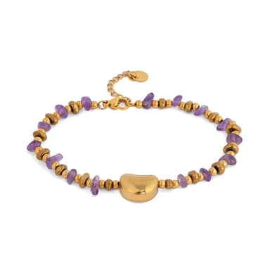 Luxenter 18k yellow gold finish bracelet with natural amethyst - Tarthae