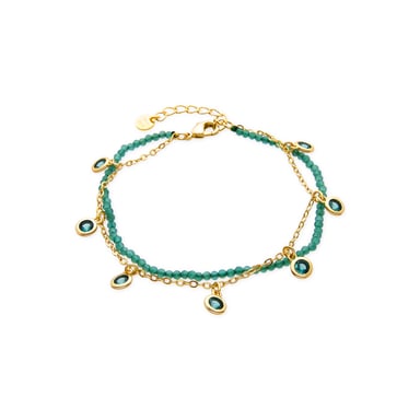 Luxenter Bracelet with emerald-coloured cubic zirconia in 18k yellow gold finish - Zaru