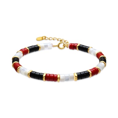 Luxenter 925 Sterling Silver and Coral Bracelet with 18k yellow gold finish - Siraba