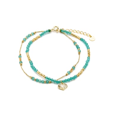 Luxenter 925 Sterling Silver and Green Crystal Bracelet with 18k Yellow Gold Finish - Talorce