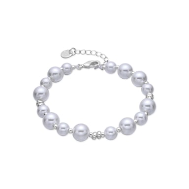 Luxenter White Pearl Bracelet with rhodium finish - Akio