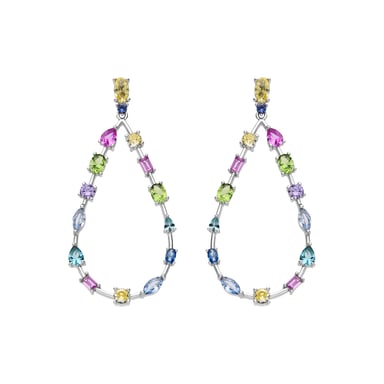 Luxenter 925 Sterling Silver and Multicoloured Zirconia Earrings with Rhodium Finish - Weao