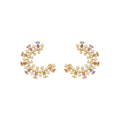 Luxenter 18k yellow gold finish earrings with multicoloured cubic zirconia - Mamoe