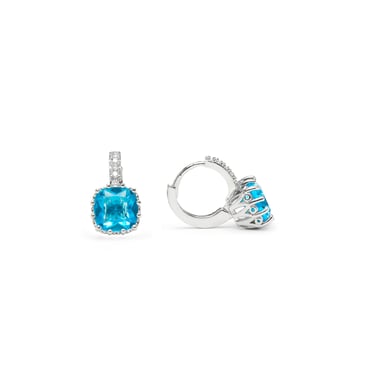 Luxenter Earrings with Blue Topaz Zirconia in silver finish - Rilhi