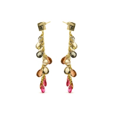 Luxenter 925 Sterling Silver and Multicoloured Hydrothermal Quartz Earrings with 18k yellow gold finish - Jedo