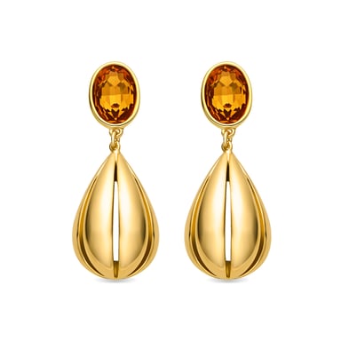 Luxenter Earrings with Orange Hydrothermal Quartz in 18k gold finish - Goneth