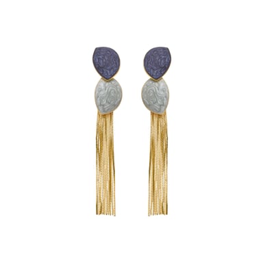 Luxenter Earrings with blue lacquer and 18k gold finish - Gori