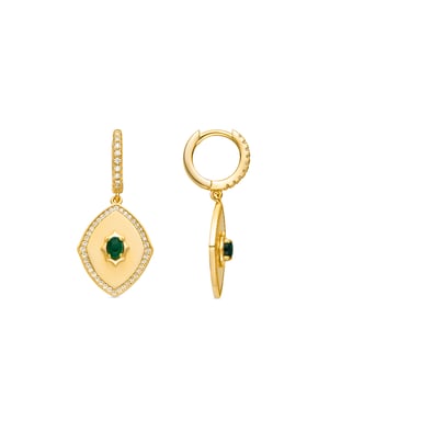Luxenter 925 Sterling Silver and Emerald Zirconia Earrings with 18k Gold Finish - Emxy