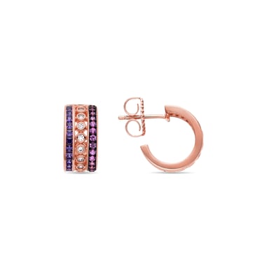 Luxenter 925 Sterling Silver Earrings with Multicoloured Zirconia, finished in 18K rose gold - Rissio